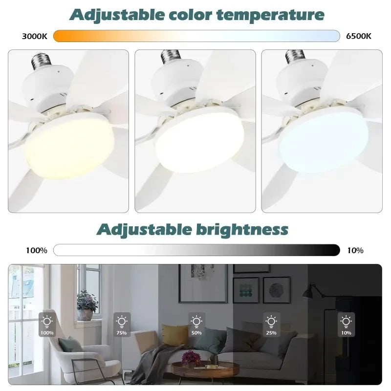E27 Ceiling Fan Light With Remote – Dimmable LED, 3 Speeds