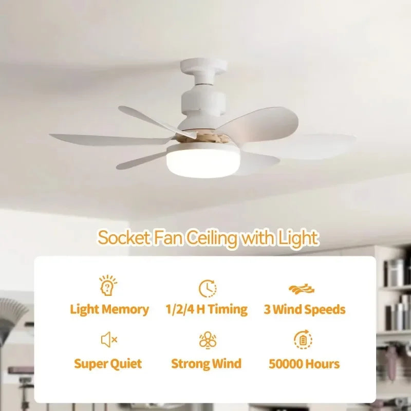 E27 Ceiling Fan Light With Remote – Dimmable LED, 3 Speeds